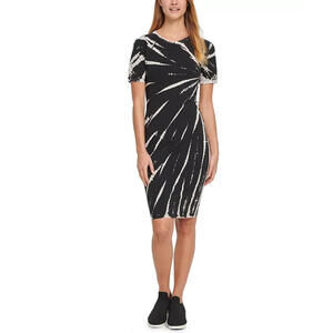 New DKNY Women's Sport Tie Dyed T Shirt Dress Black/White, Size: X-Small